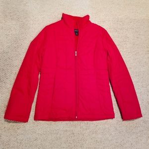 LAND'S END Red Quilted Fleece-Lined Jacket
